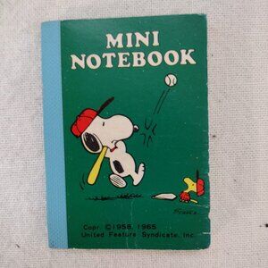 Vintage Peanuts Baseball Snoopy and Woodstock Mini Notebook